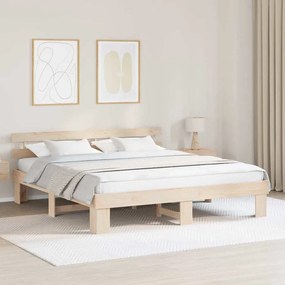 vidaXL Estrutura de Cama com Cabeceira 180x200 cm Madeira Maciça de Pinho