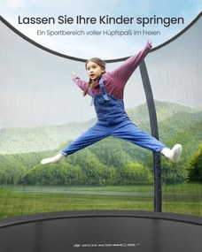 Trampolim de 244 cm de diâmetro com rede de segurança e varas curvas, preto