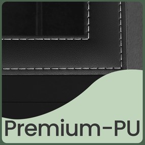 Caixa para relógios 18,5 x 32,5 x 13,5 cm, com tampa de vidro, 2 níveis, para 12 relógios revestimento em PU preto
