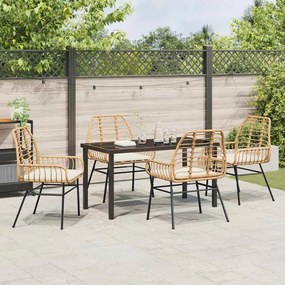 Conjunto de Jantar de Jardim de 5 Peças com Almofadas, Rattan Sintétic