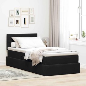 vidaXL Cama com Armazenamento com colchão Preto 90 x 190 cm Veludo