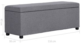 Banco c/ compartim. arrumação 116 cm poliéster cinzento-claro