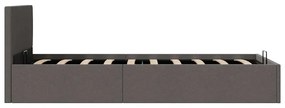 Cama hidráulica arrumação 90x200cm tecido cinza-escuro
