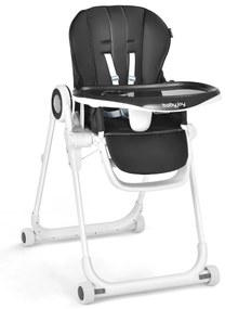 Cadeira de Refeição para Bebés 6 Alturas Ajustáveis com Bandeja Dupla Removível 3 Posições Ajustáveis Preto