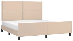 Estrutura cama cabeceira 160x200 cm couro artificial cappuccino