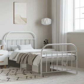 vidaXL Estrutura de cama com cabeceira e pés 100x190 cm metal branco