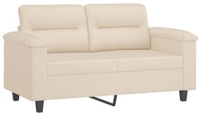 3 pcs conjunto sofás c/ almofadas tecido de microfibra bege