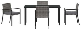 Conjunto de Jantar de Jardim 5 Peças Cinza Rattan PE