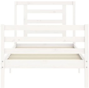 Estrutura cama de solteiro c/ cabeceira madeira maciça branco