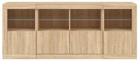 Aparador com luzes LED 163x37x67 cm carvalho sonoma
