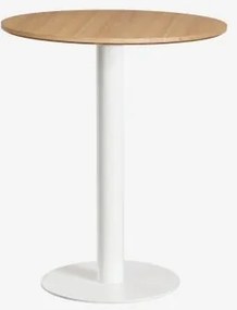 Mesa De Bar Redonda Em Mdf Xiren Ø70 Cm & Castanho Madeira Natural - Branco - Sklum