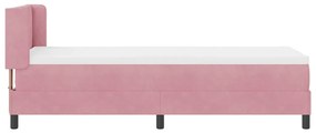 Cama Box Spring com Colchão Rosa 80x200 cm Veludo