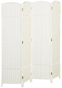 Biombo de 4 Painéis Separador de Ambientes Dobrável 160x170 cm para Sala de Estar Dormitório Escritório Branco