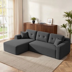 Sofá modular de canto com Chaise long à esquerda, 150 x 244 x 73 cm cinza ardósia