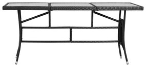 Mesa de jardim 170x80x74 cm vime PE preto