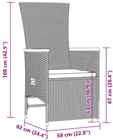 9 pcs conjunto de jantar p/ jardim c/ almofadões vime PE preto