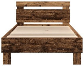 Estrutura de Cama sem Colchão com Luzes LED Madeira Velha 90x190 cm