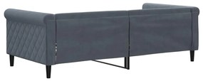 Sofá-cama 90x190 cm veludo cinzento-escuro