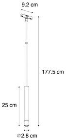 Moderne hanglamp donker brons voor railsysteem 1-fase - Slimline Keno