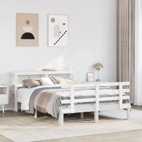 Estrutura de cama c/ cabeceira sem colchão 140x200 cm branco