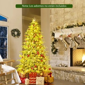 Árvore de Natal artificial de 180 cm (DECORAÇÕES NÃO INCLUIDAS) pré-iluminada com 270 luzes LED brancas quentes 746 ramos de PE e PVC e base verde