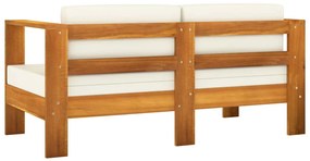 8 pcs conj. lounge de jardim c/ almofadões branco nata acácia