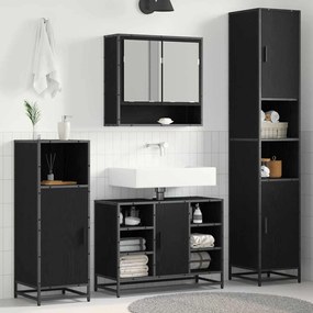 vidaXL Armário de Banheiro Carvalho preto 35 x 37.5 x 188.5 cm