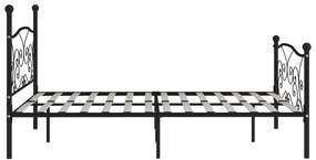 Estrutura de cama com estrado de ripas 200x200 cm metal preto