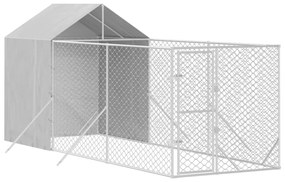 Canil de exterior com teto 2x6x2,5 m aço galvanizado prateado