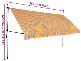 Toldo retrátil manual com LED 350 cm amarelo e azul