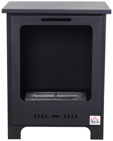 HOMCOM Lareira a bioetanol em pé com queimador de 0,9 L, 3h de combustão, estilo neo-retro, dim. 40L x 30l x 50A cm, Cobertura 20-25 m², Preto | Aosom Portugal