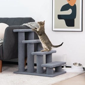 Escada para gatos Árvore de escalada Árvore de escalada Centro de actividades para gatos Mobiliário para subir para a cama 41 x 60,5 x 60,5 cm Cinzent