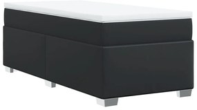Cama com molas/colchão 80x200 cm couro artificial preto