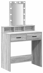 Mesa de Maquilhagem vidaXL com Luzes LED Cinza Sonoma 79x41x140 cm