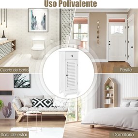 Armário de Arrumação de Casa de Banho, 32 x 30 x 88 cm, Prateleira Ajustável, Branco