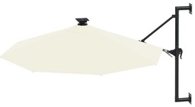Guarda-sol para jardim de parede c/ luzes LED 300 cm areia
