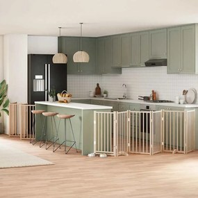 vidaXL Portão para cães com porta dobrável 15 painéis 750 cm álamo