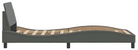 Estrutura de cama sem colchão 90x200 cm tecido cinzento-escuro