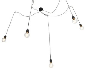 Candeeiro suspenso design preto 5 luzes - Cavalux Moderno