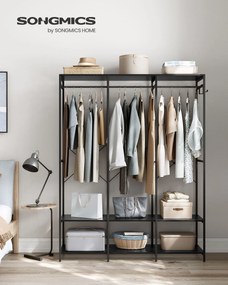 Guarda Roupa aberto com ganchos amovíveis 40 x 141 x 180 cm preto
