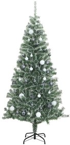 Árvore Natal artificial c/ 300 luzes LED, bolas e neve 210 cm
