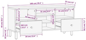 Móvel de TV 100x33x46 cm madeira de mangueira maciça preto