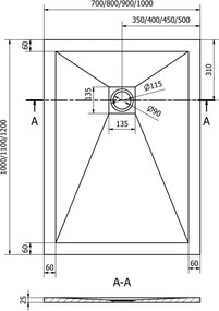 Mexen Stone+ base de duche retangular em compósito 120 x 100 cm, branco, cobertura branca - 44101012-W