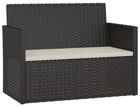 4 pcs conjunto lounge de exterior c/ almofadões vime PE preto
