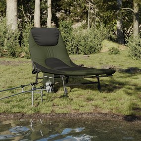 vidaXL Espreguiçadeira de pesca c/ pernas ajustáveis dobrável verde