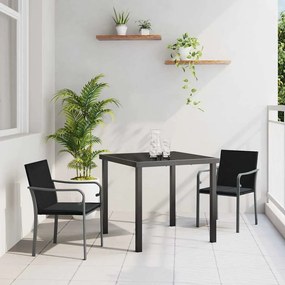 Conjunto de Jantar para o Jardim com 3 Peças e Almofadas de Rattan Polipropileno Preto