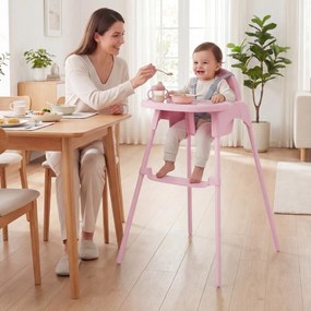 Cadeira refeição alta conversível 4 em 1 para bebés 2 alturas comTabuleiro duplo removível Arnês de 5 pontos Apoio para os pés Fácil de limpar 6-36 me