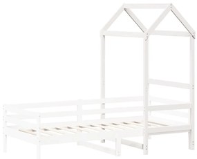 Telhado de cama infantil 118x70x176,5 cm pinho maciço branco