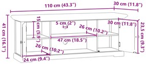 Móvel de TV 110x30x41 cm derivados de madeira branco