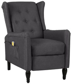 329331 vidaXL Poltrona de massagens reclinável tecido cinzento-escuro